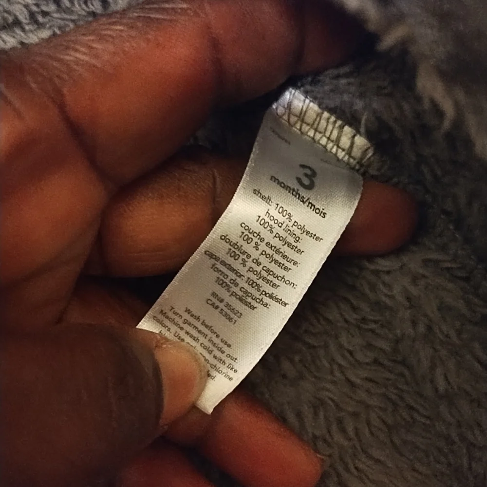 Carter's Baby 2 Bundle Gray & White Snow Suits Size 3 Mos.